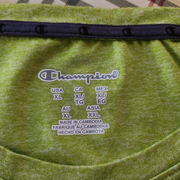 Champion Size XL Long Sleeve T-Shirt Tee Top Thumbholes Lime Green - Picture 5 of 7